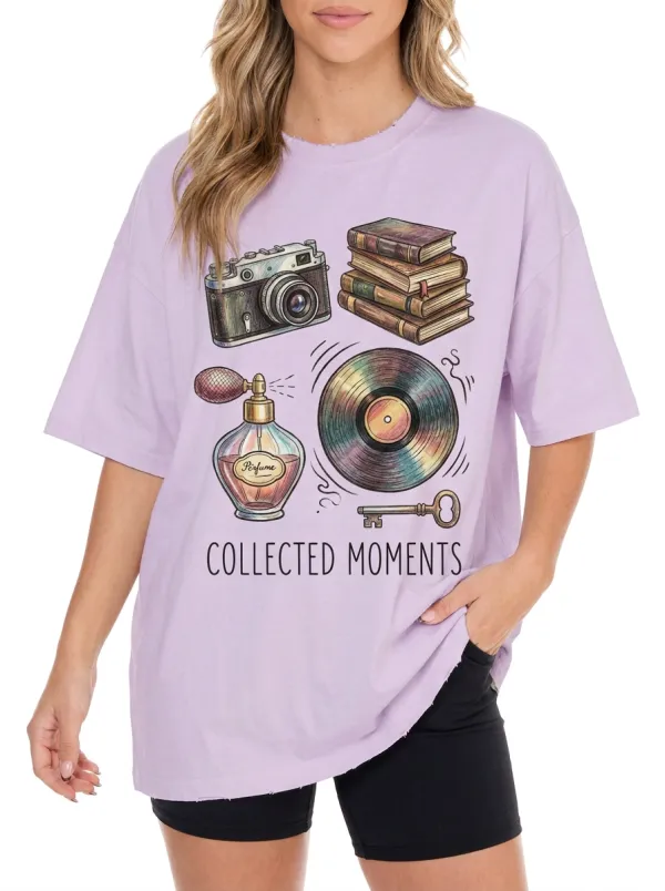 Women's Vintage Camera Book Vinyl Graphic T-Shirt