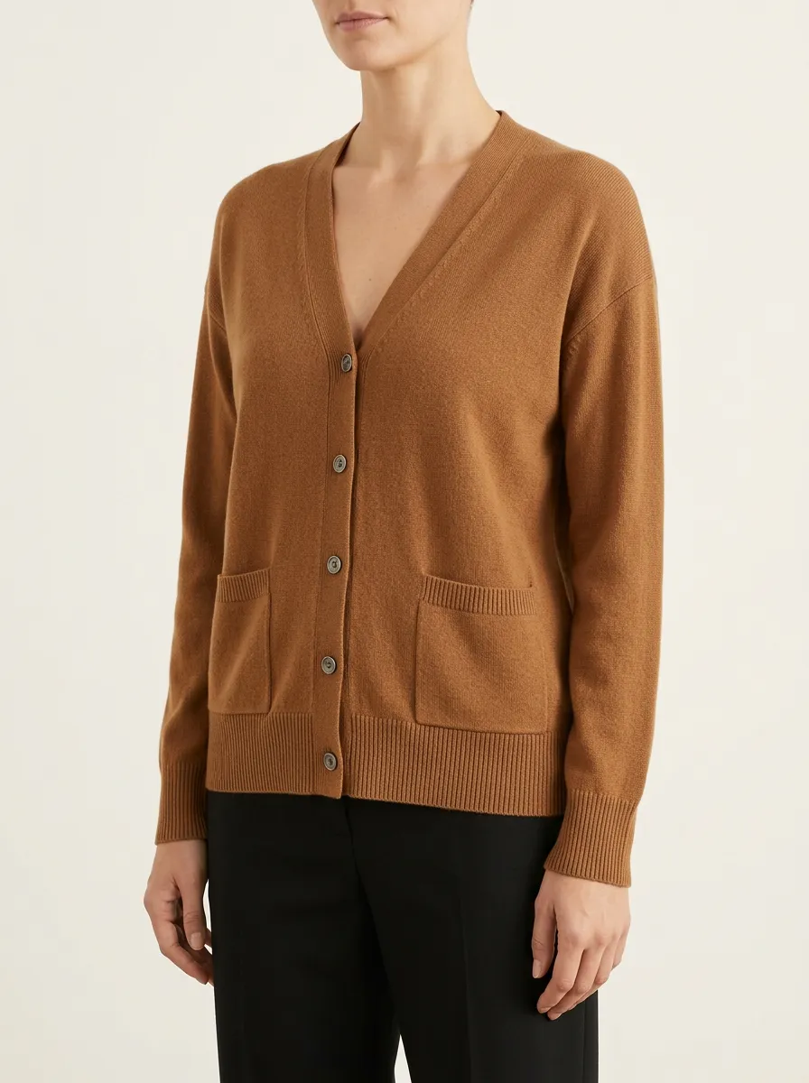 Women's Fine-Gauge V-Neck Button-Down Cardigan