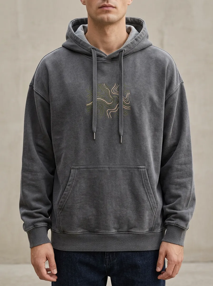 Men's Nature Lover Topographic Map Print Hoodie