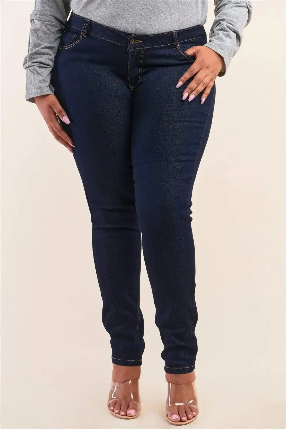 Mid-Rise Pocketed Stretch Straight Leg Jeans