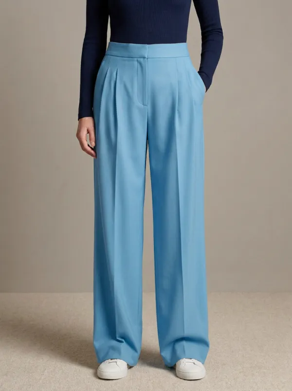 Clean Line Pleated High Rise Wide Leg Trousers