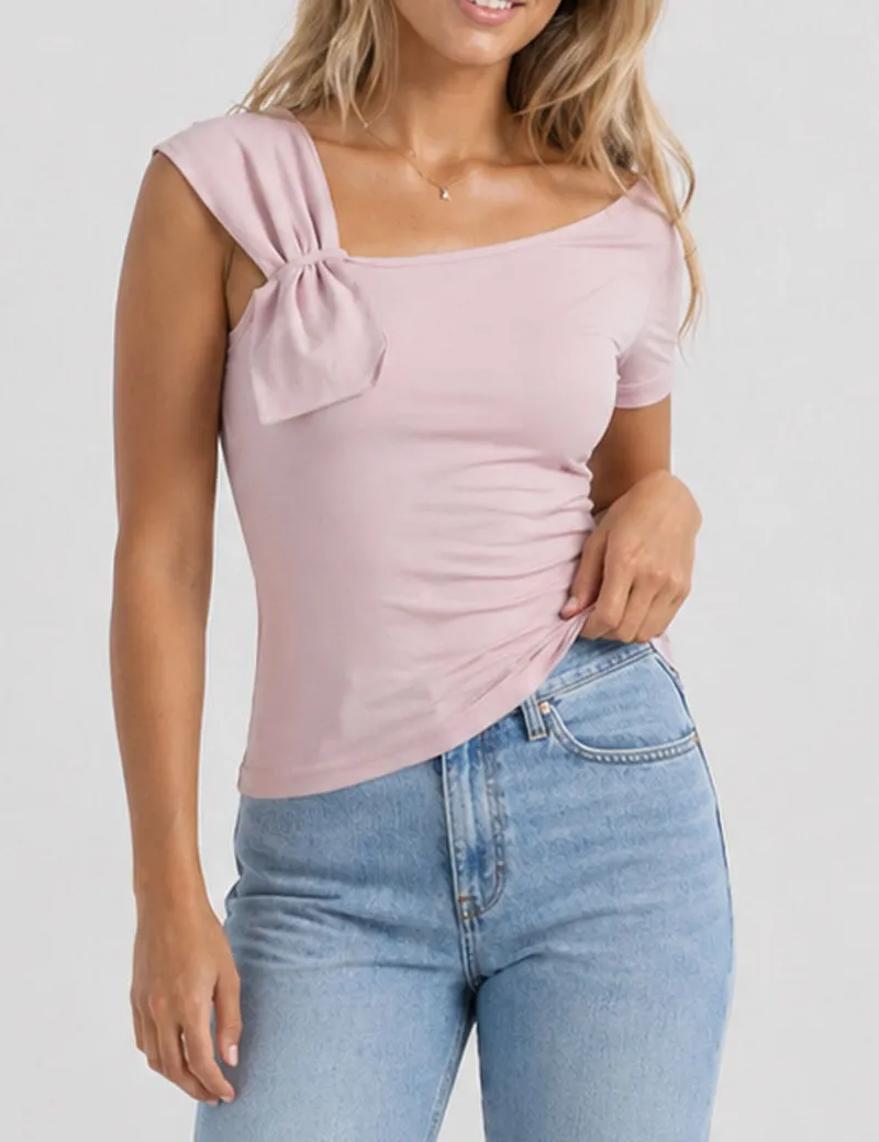 Irregular One Shoulder Short Sleeves Top