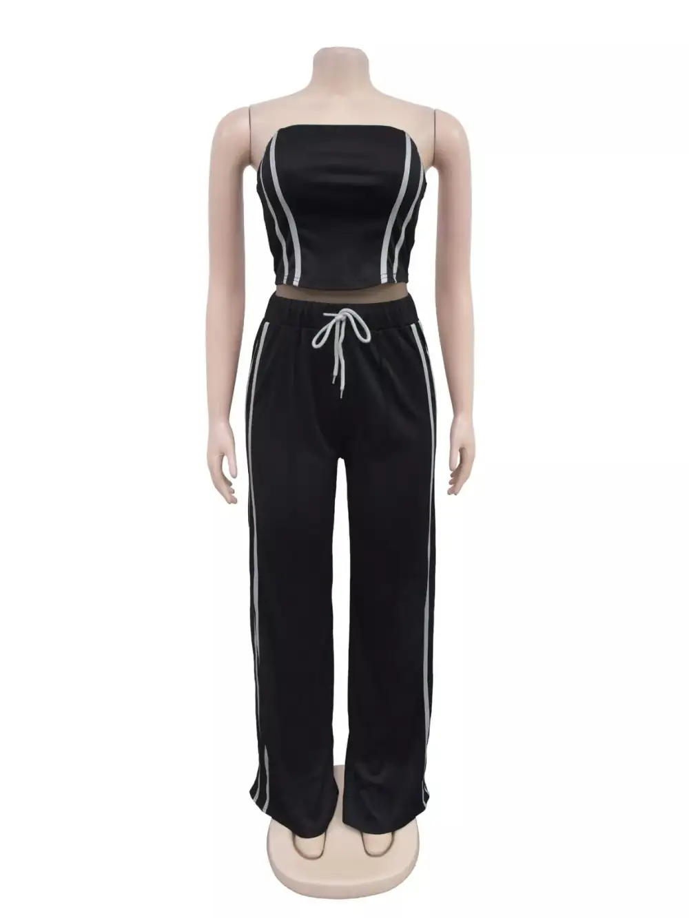 Sleeveless Tube Top and Wide Leg Pants Set