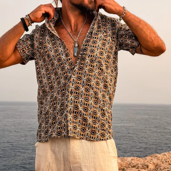 Tribal Print Men's Short Sleeve Shirt