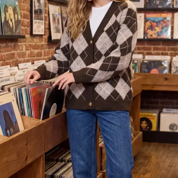 Argyle V-Neck Cardigan