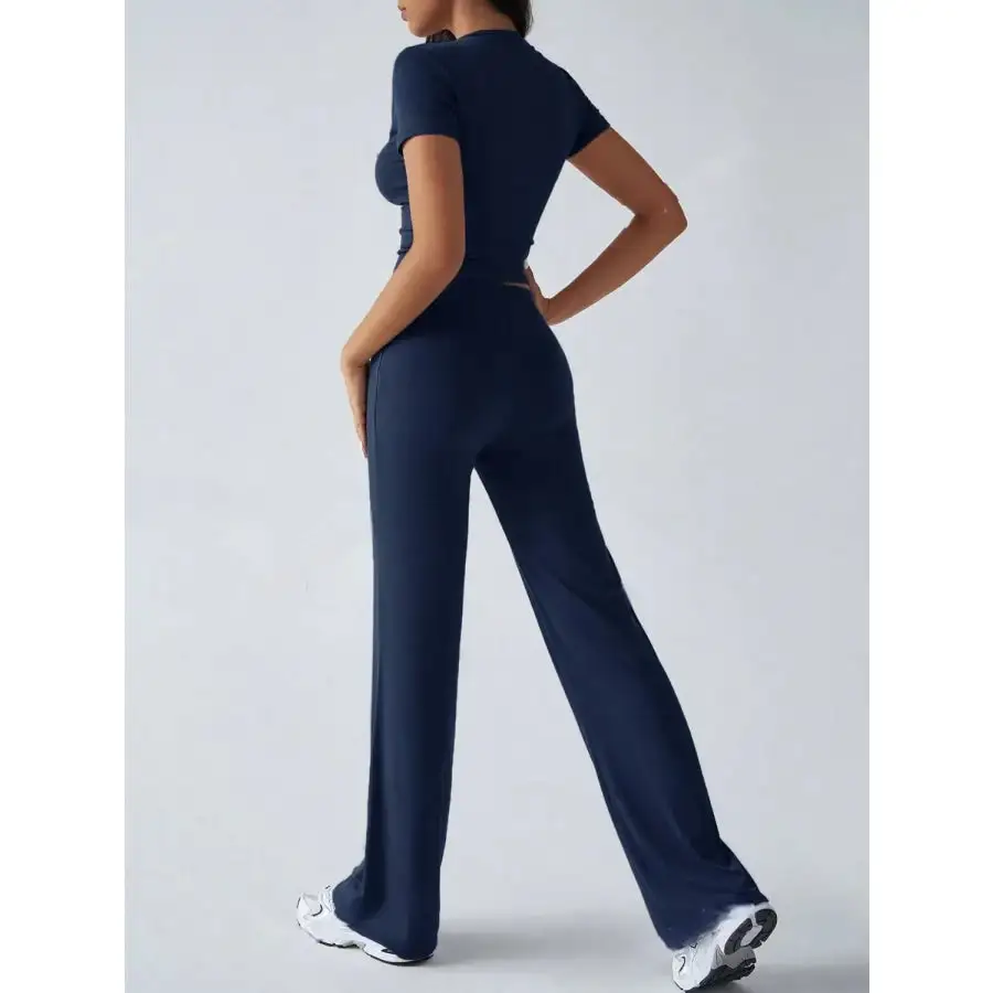 Everyday Round Neck Short Sleeve Top and Pants Set