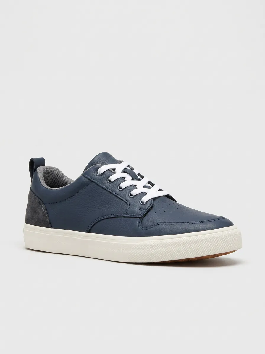 Suede-Panel Leather-Panel Low-Top Men's Athletic Sneakers