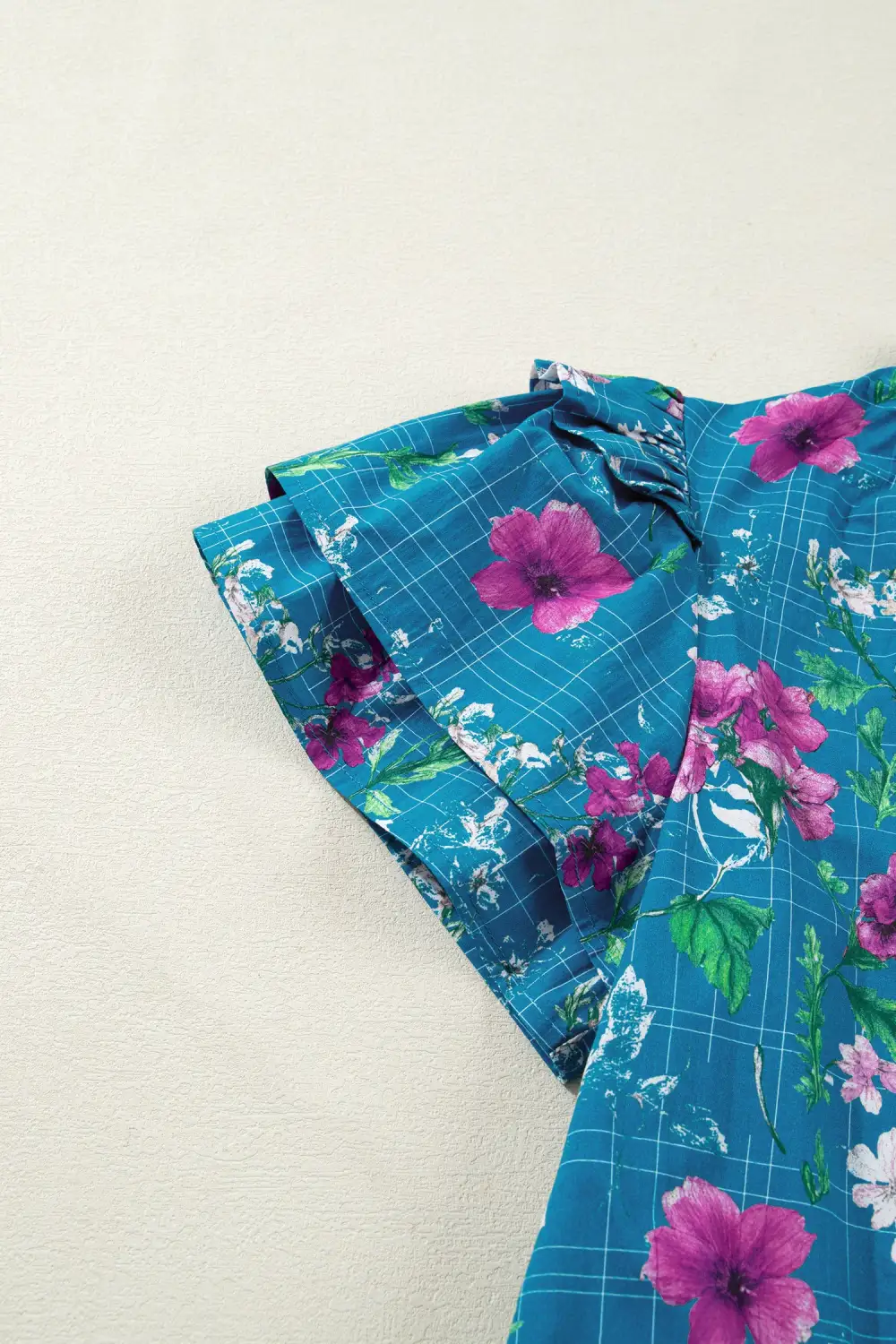 Floral Split Neck Tie Waist Dress Casual