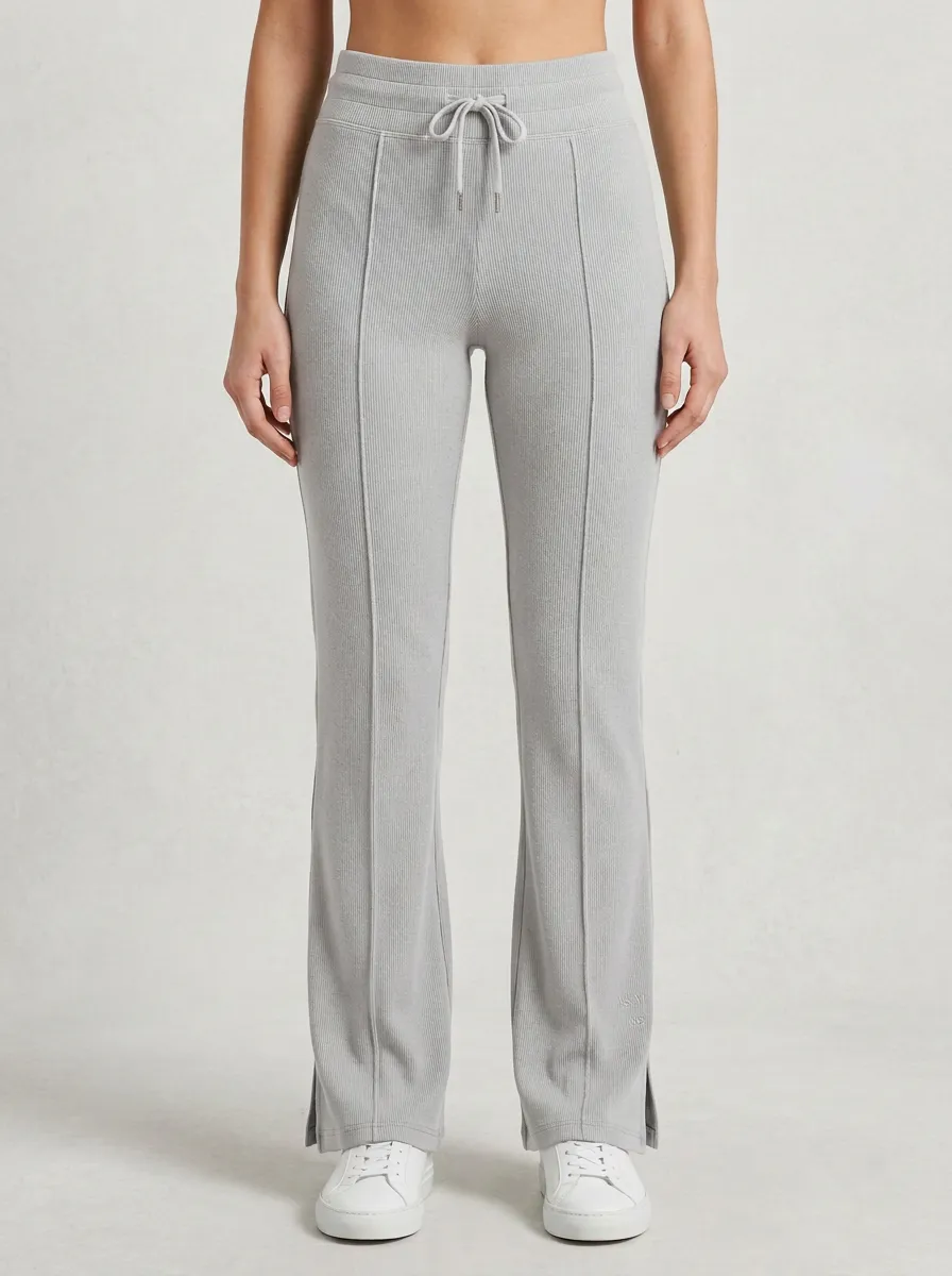 Women's Flared Ribbed Drawstring Sport Pants