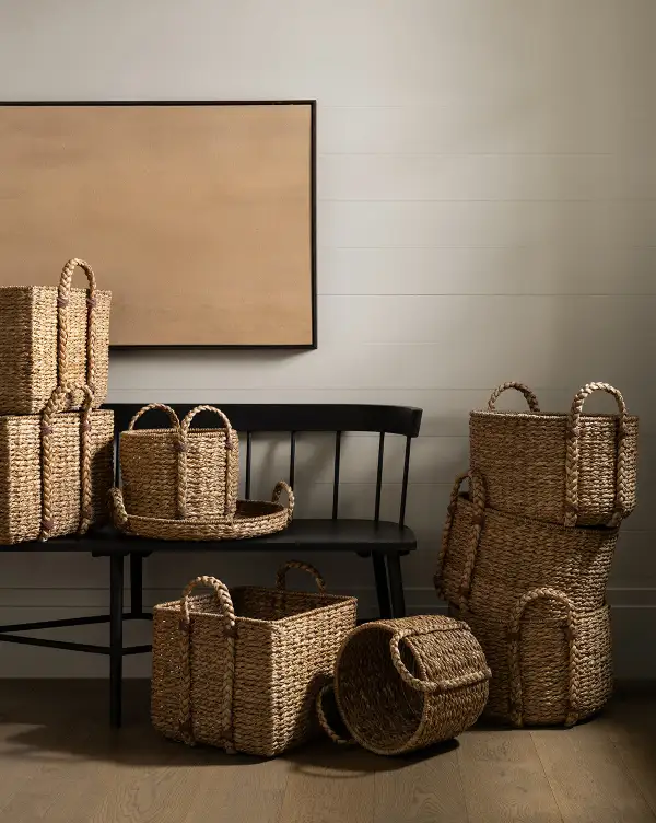 Textured Wicker Storage Basket