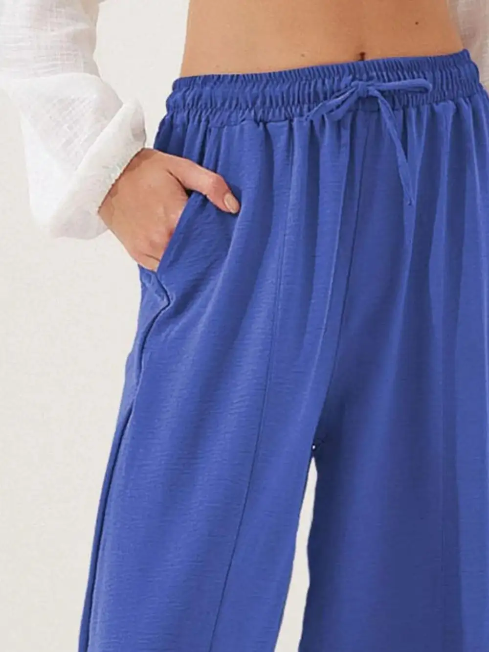 Full Size Drawstring Wide Leg Cropped Pants Plus Size