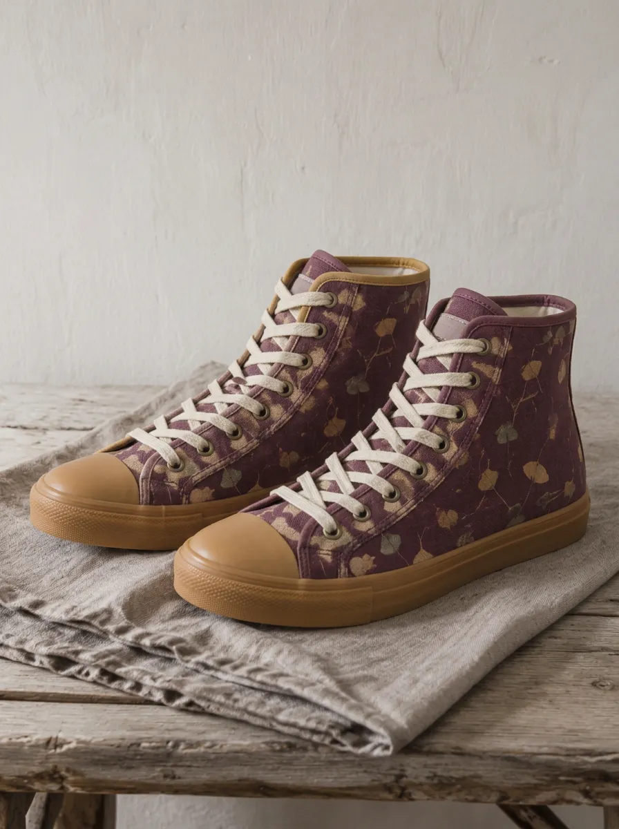 Unisex Refined Botanical Nature Lover Ginkgo Leaf Patterned Canvas Shoes