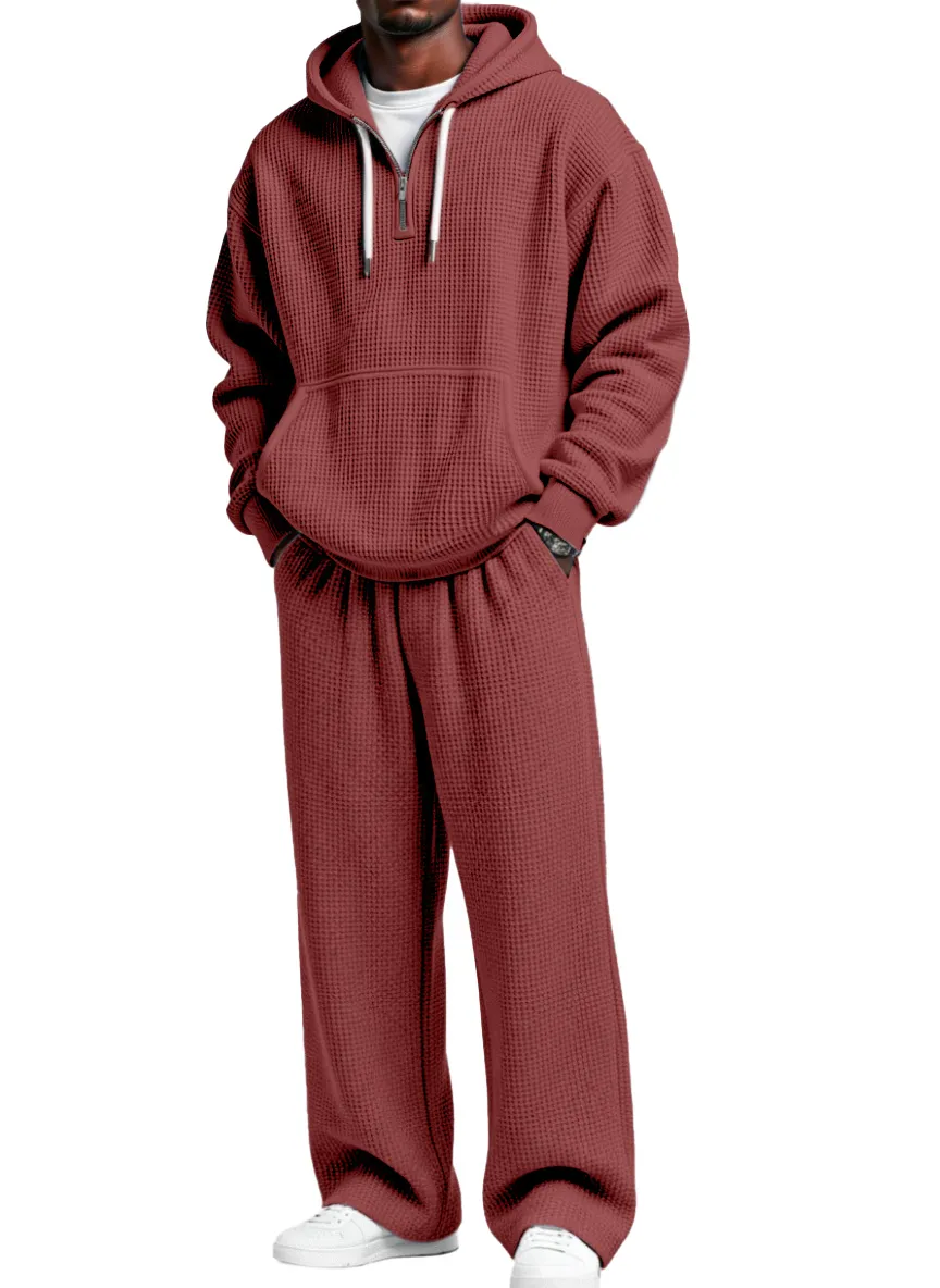 Textured Knit Hooded Zip Set
