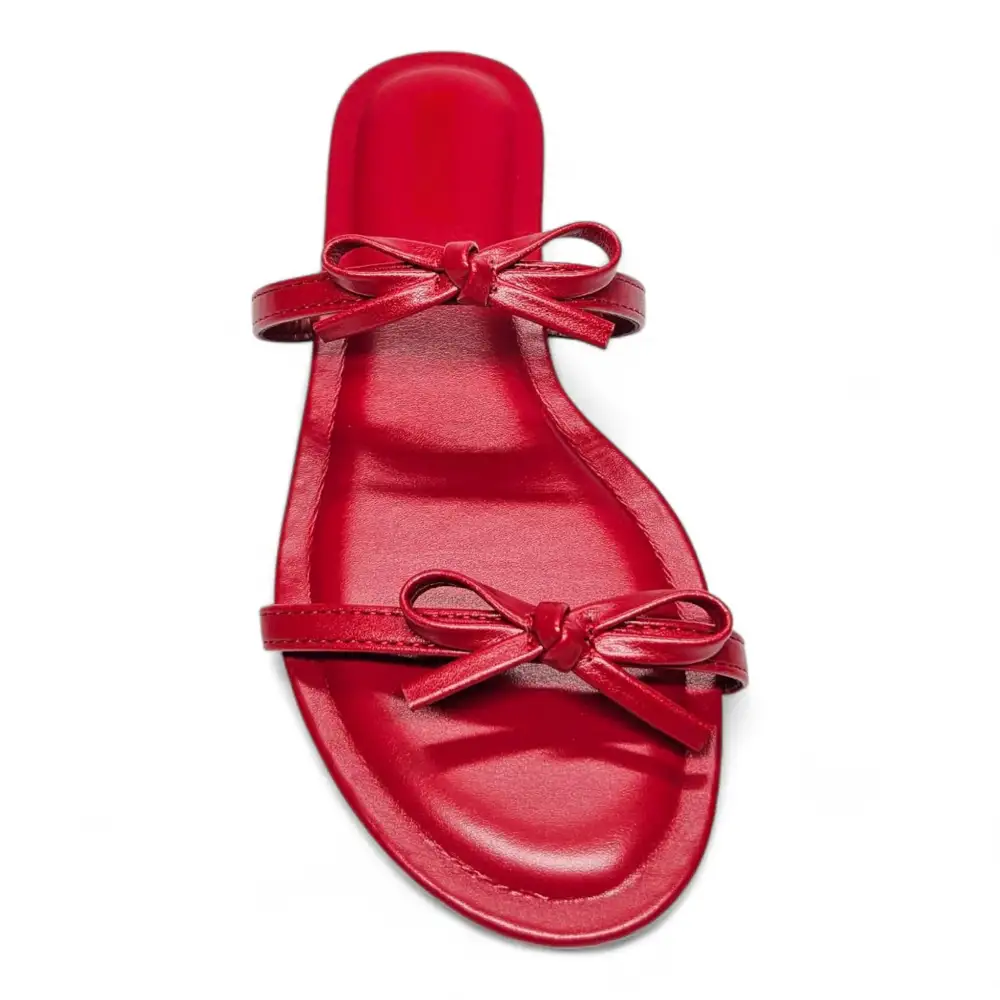 Wallet Double Bow Strap Slide Sandal