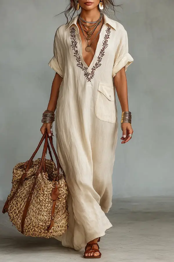 Flowing V Neck Top And Flowing Maxi Skirt Set