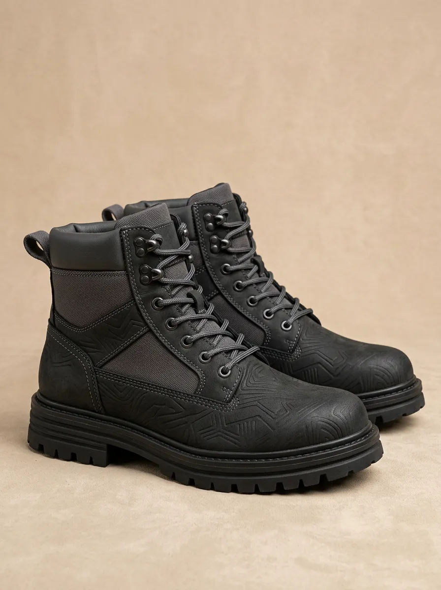 Men's Geometric Embossed Work Boots
