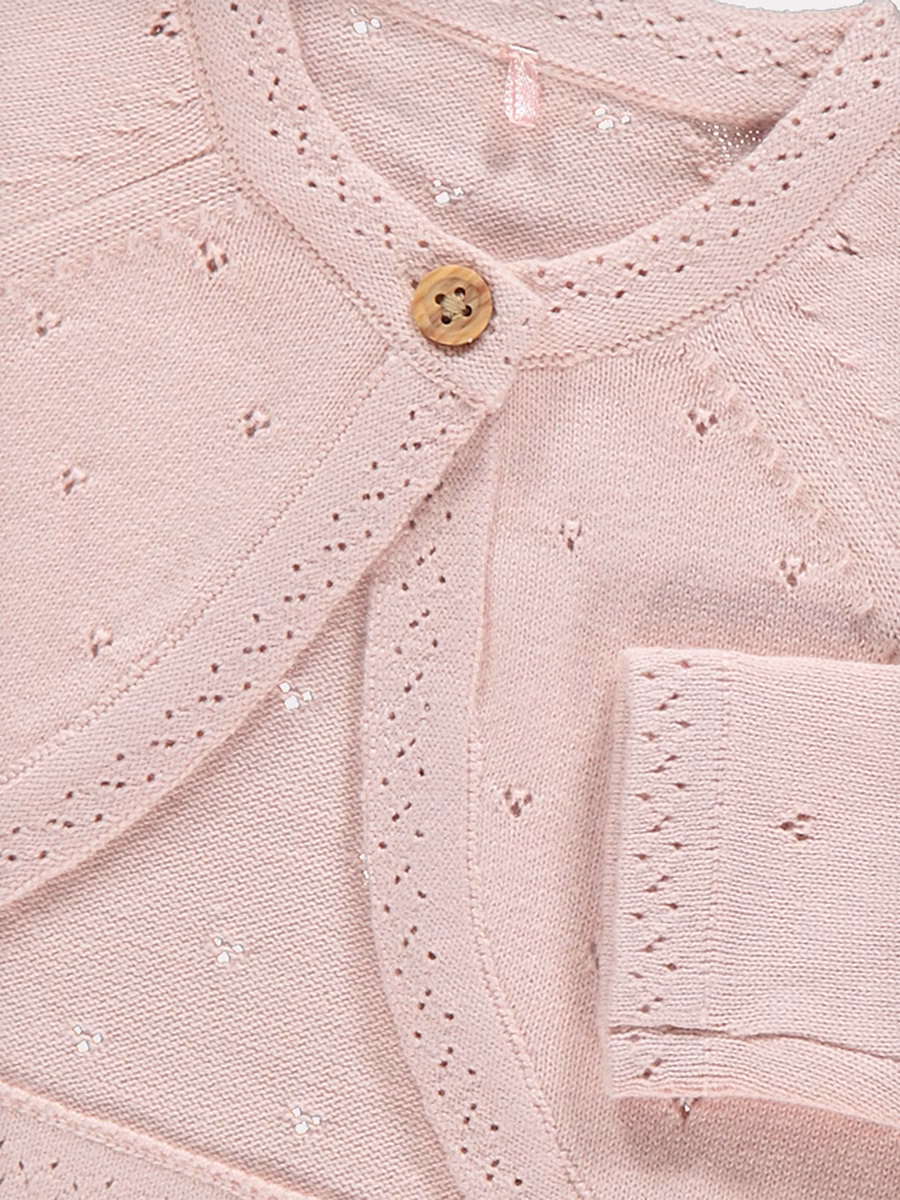 Pink Pointelle Knitted Cardigan detail 1