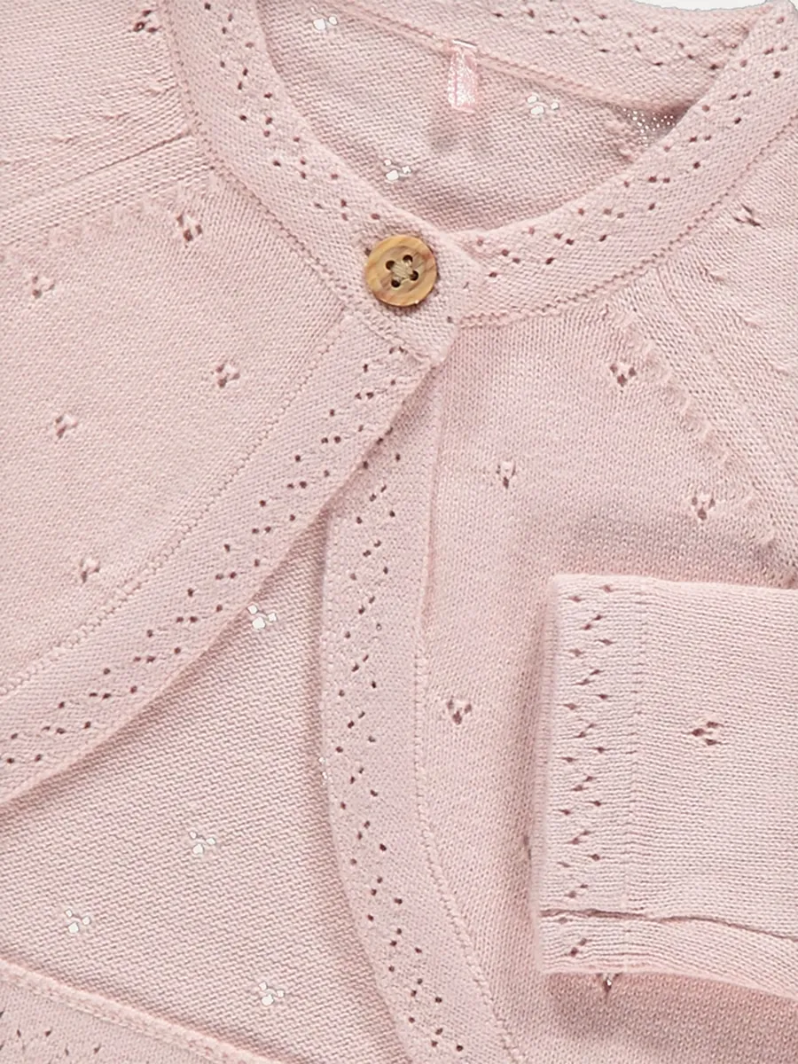Pink Pointelle Knitted Cardigan