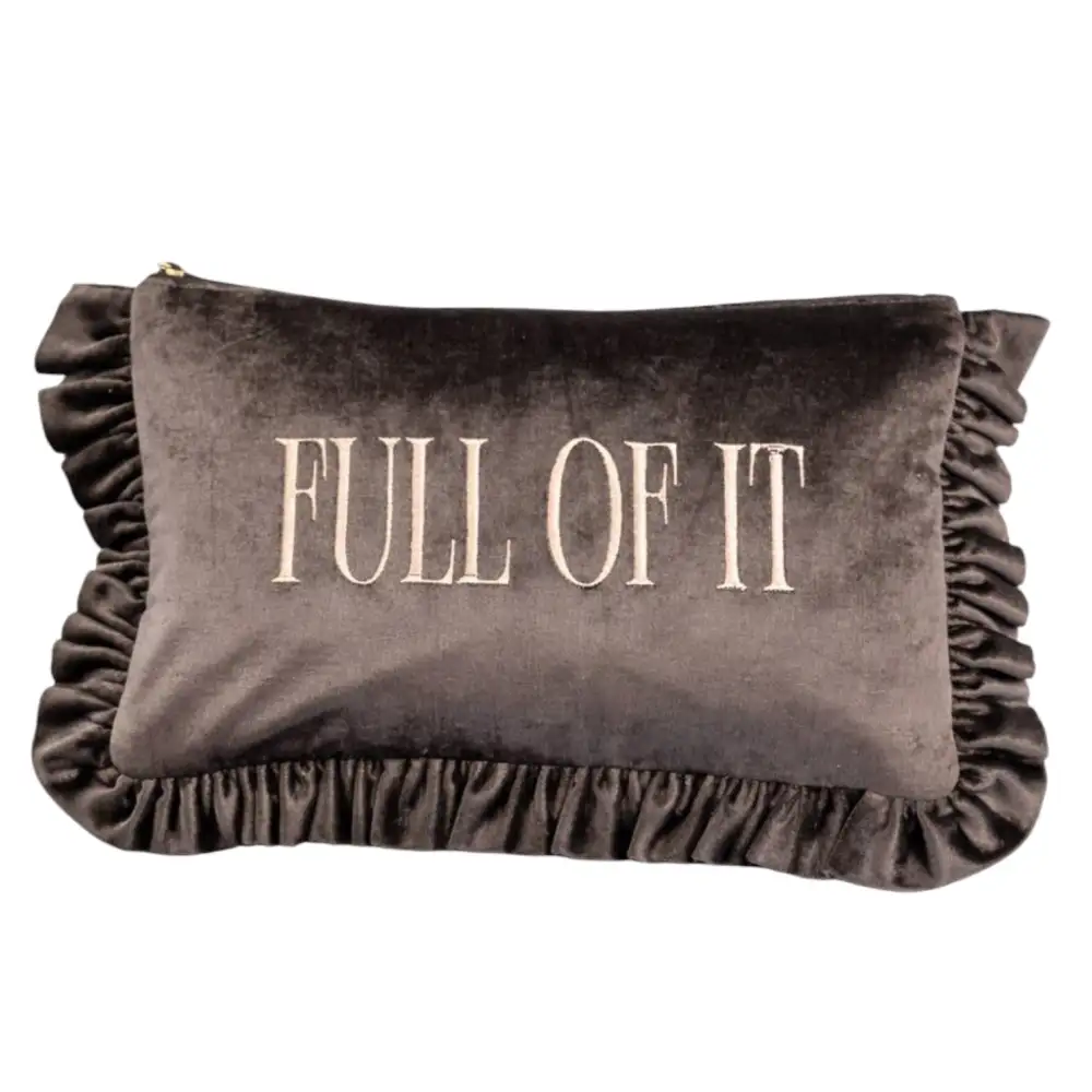 Full Of It Ruffle Velvet Pouch