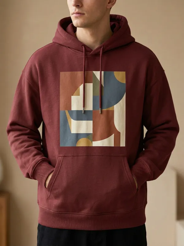 Unisex Oversized Geometry Chest Artwork Hoodie