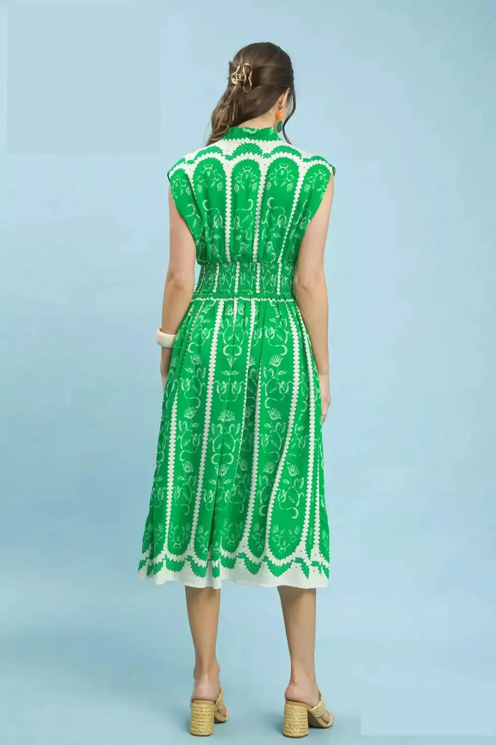 Sleeveless Smocked Midi Dress