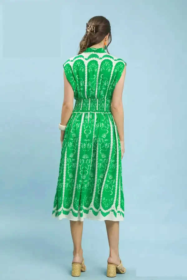 Sleeveless Smocked Midi Dress