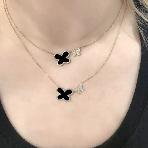Double Diamond Onyx Necklace