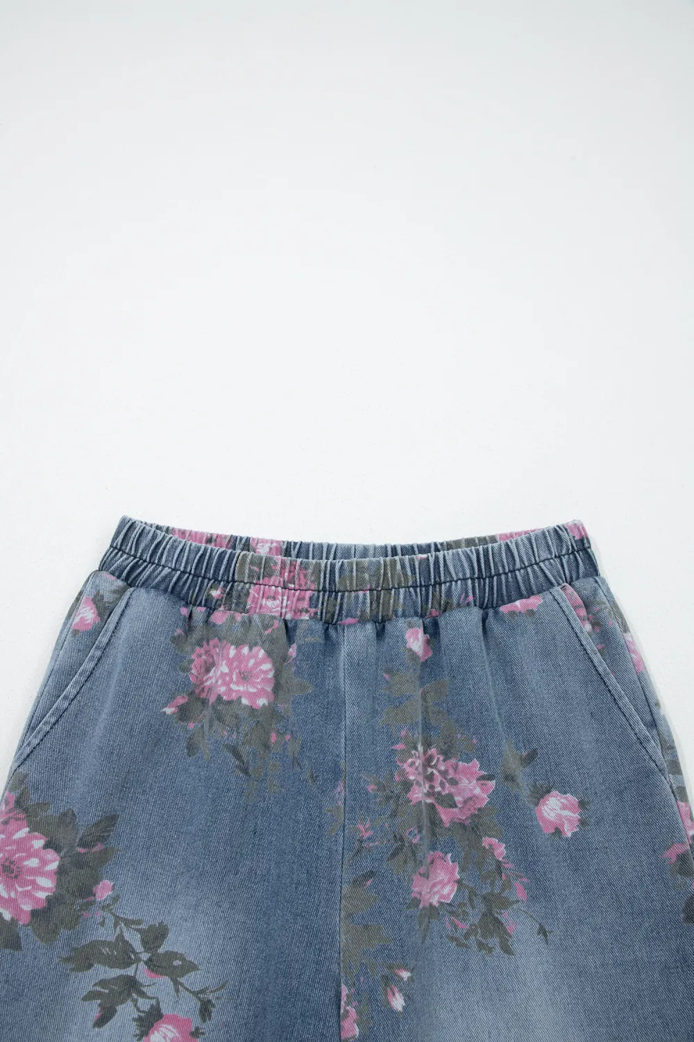 Light Blue Floral Pull On Jeans