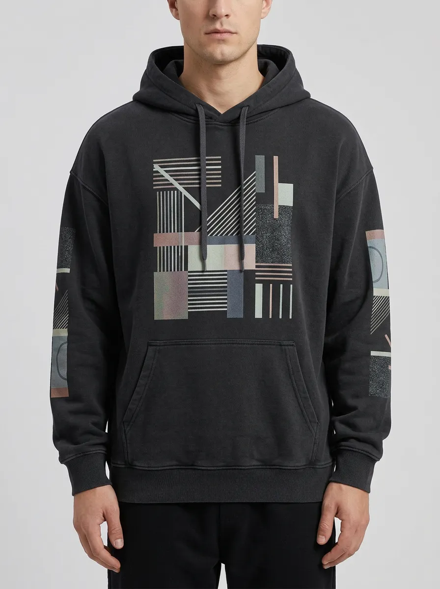 Men's Classic Geometric Abstract Art Print Hoodie