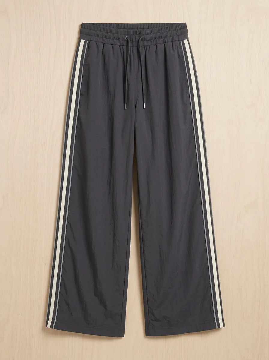Women's Sporty Casual Side-Striped Nylon Printed Pants
