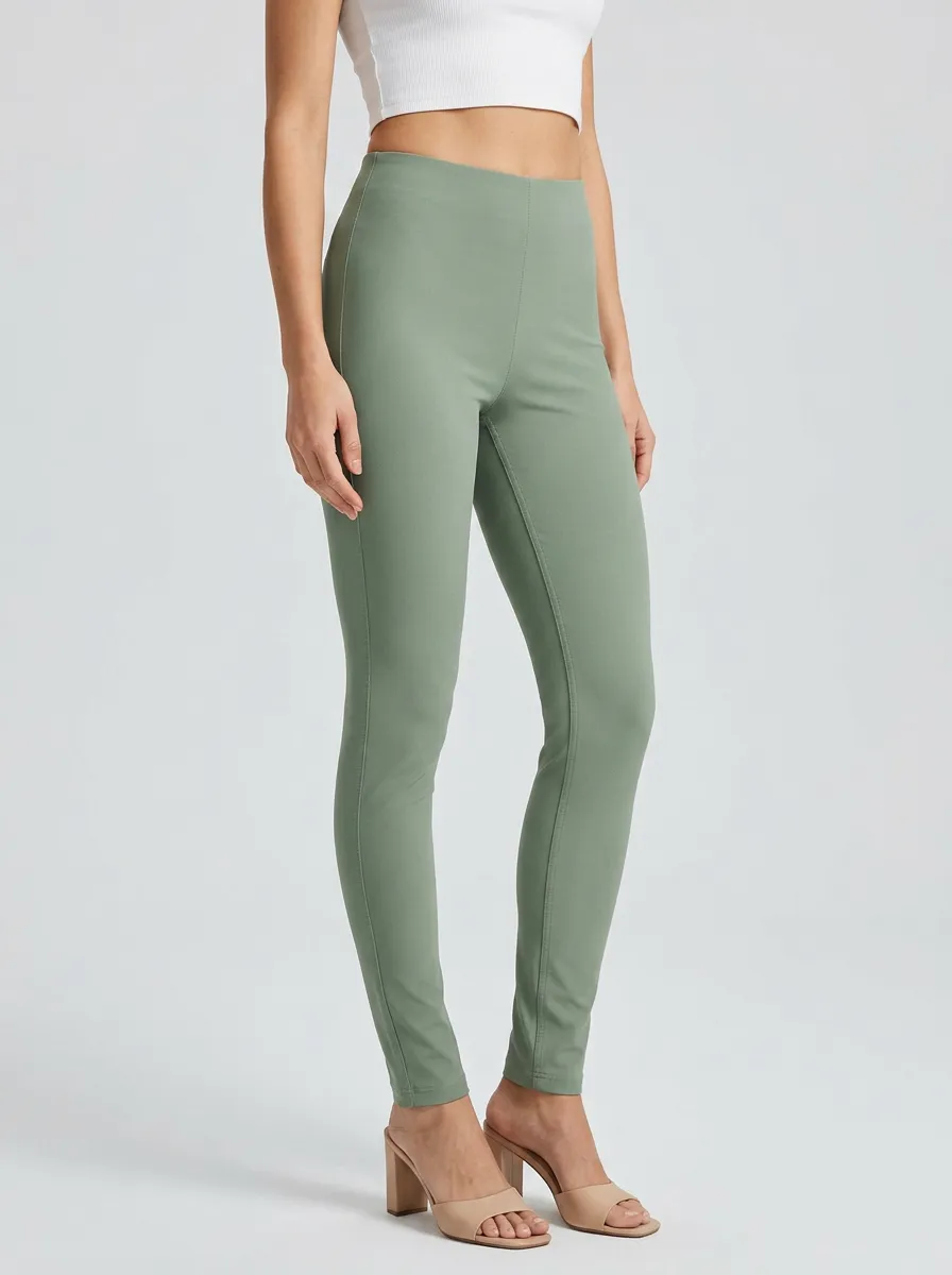 Tailored-Look High-Stretch Mid-Rise Stretch Pants