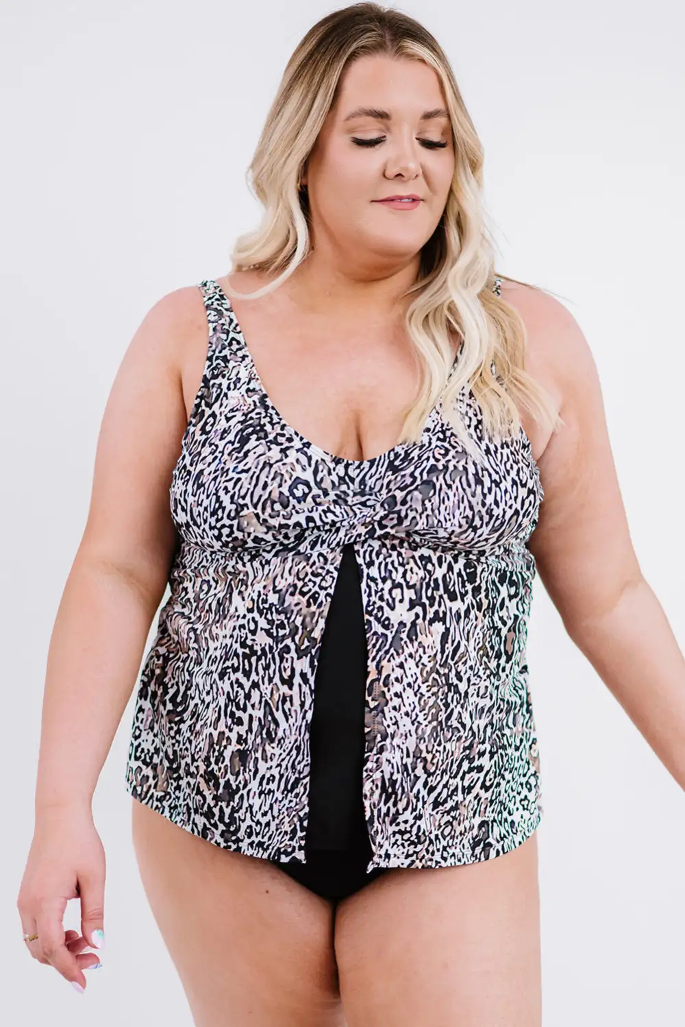 Swimwear Leopard Spaghetti Sleeveless Beach Sexy Tankini Set