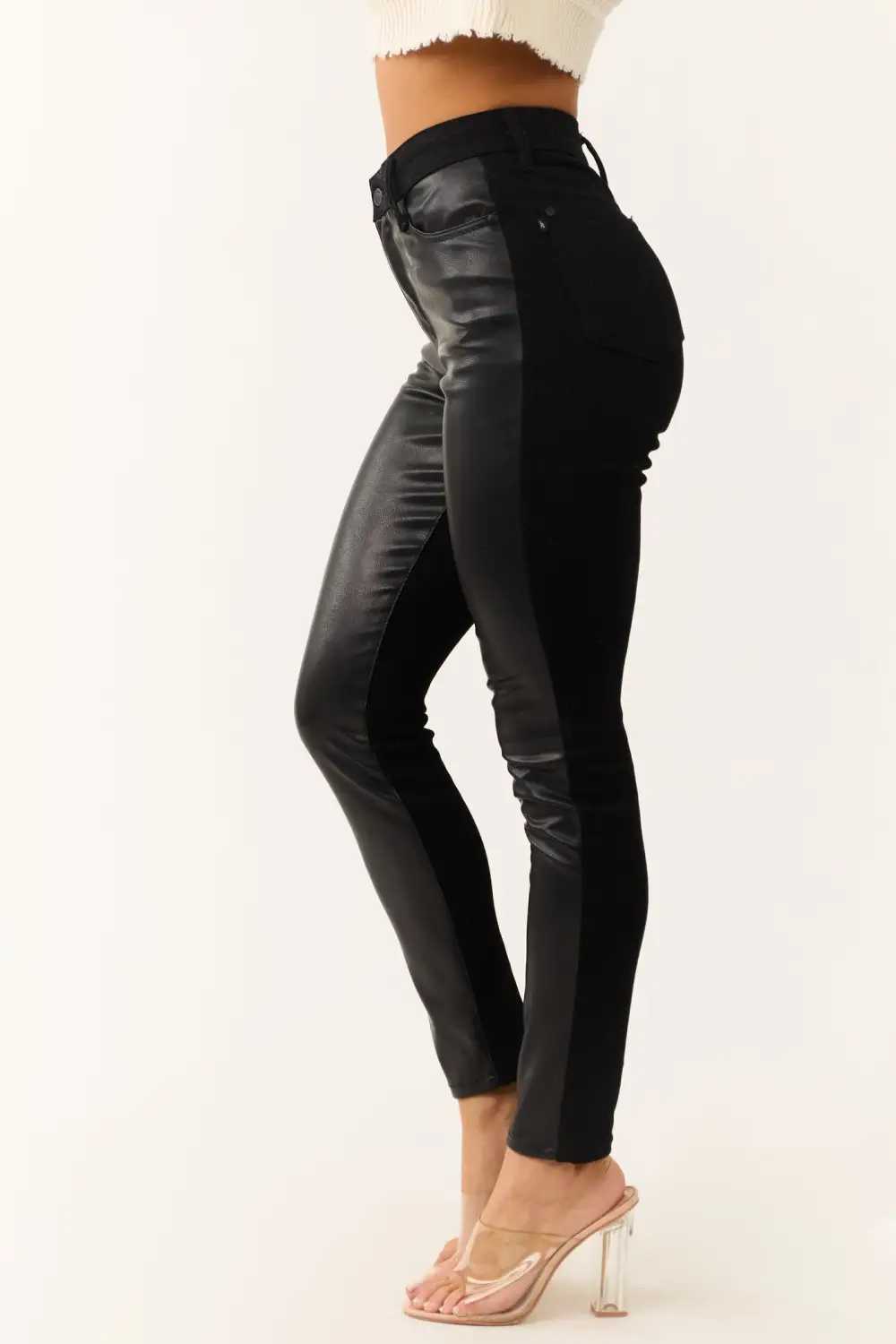 Black Faux Leather Skinny JEANS