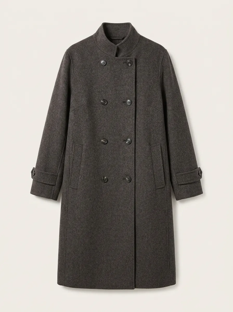 Minimal Double-Breasted Wool Coat