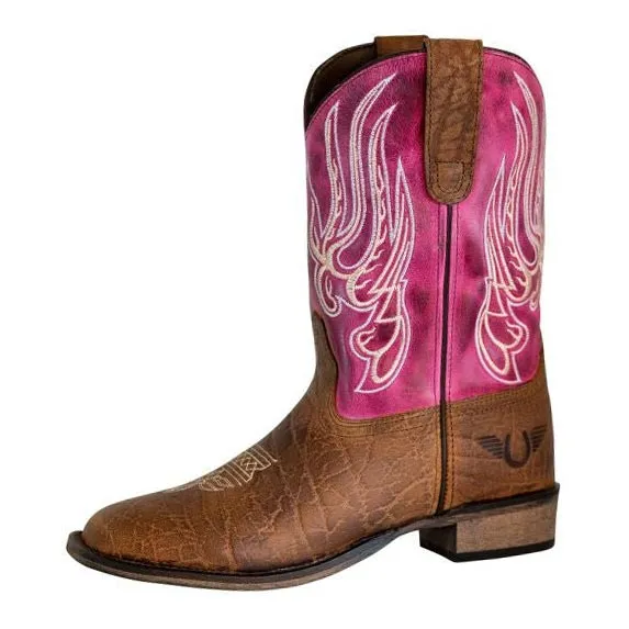 Relaxed Men's Denim Boots With Layered Shaft