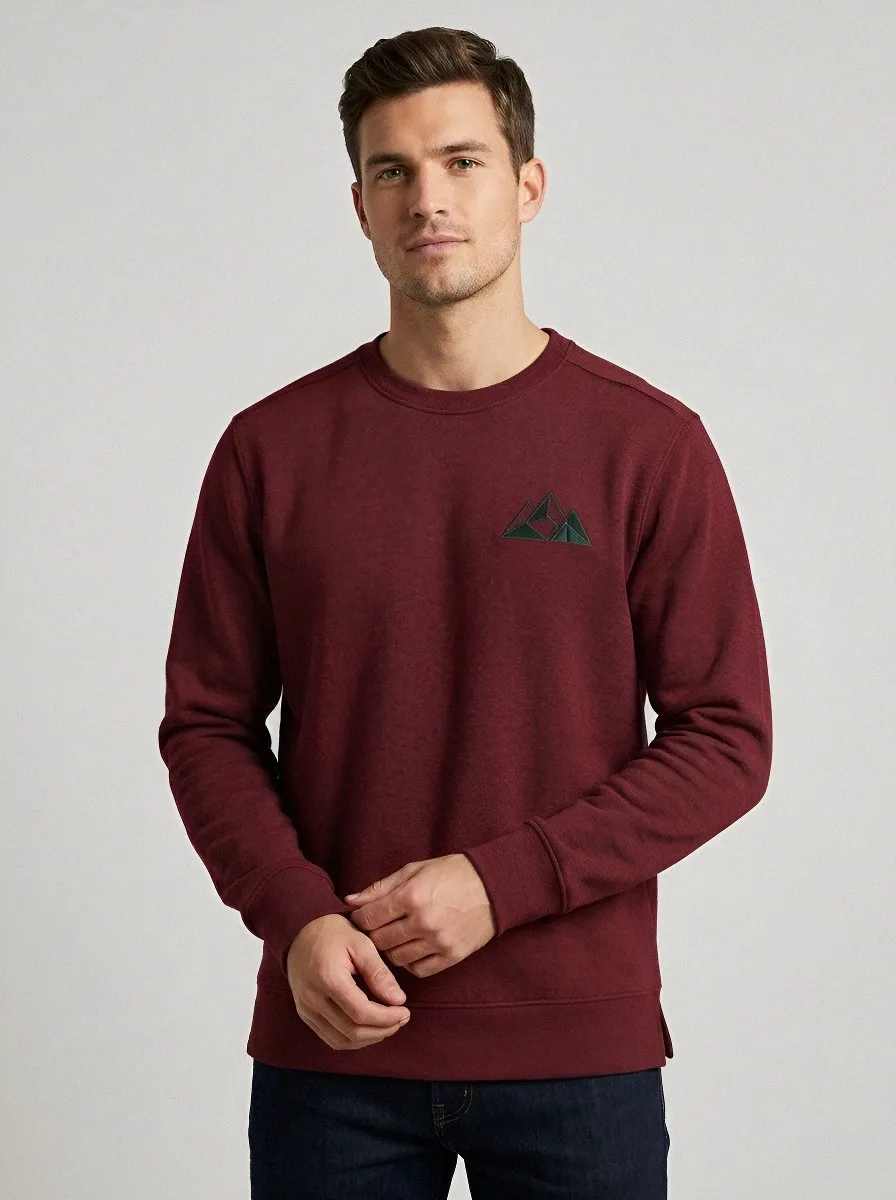 Men's Charcoal Grey Mountain Graphic Crewneck Sweatshirt
