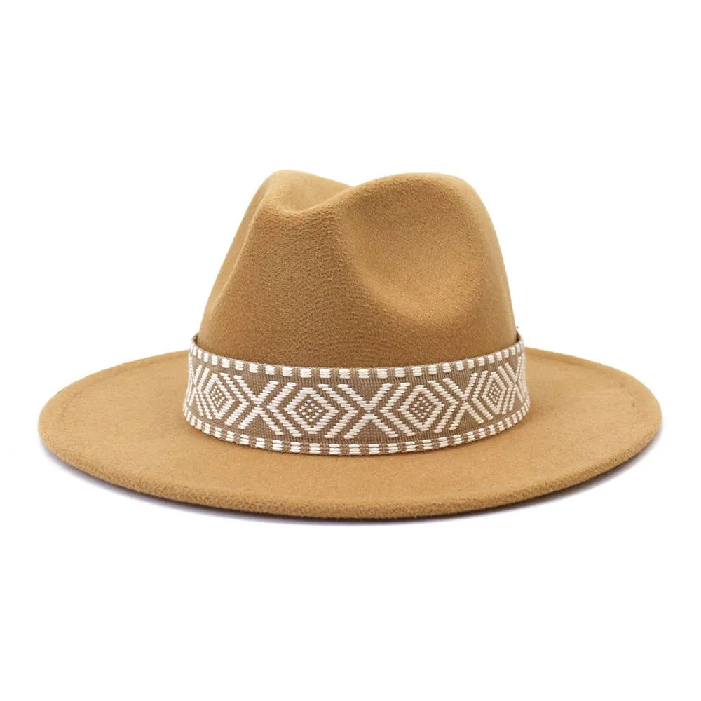 Belt Retro Flat Fedora Hat