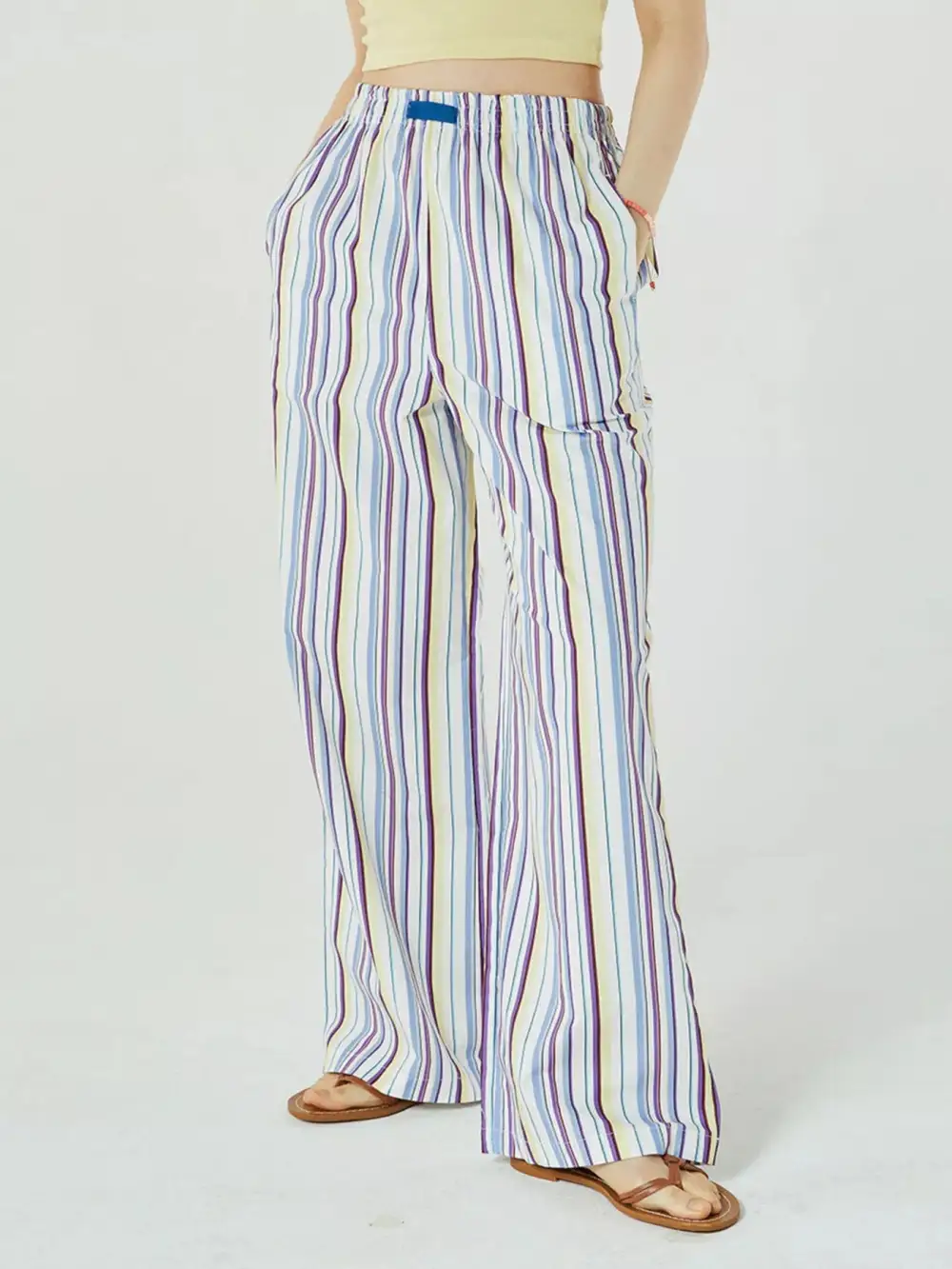 Relaxed Elastic Waist Wide Leg Pants