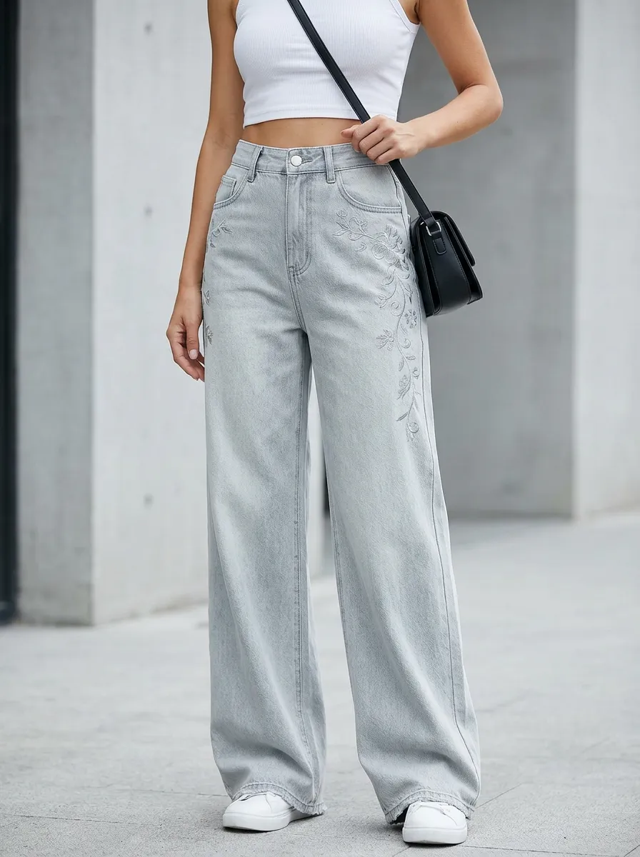 Women's Wide Leg Casual Denim Jeans
