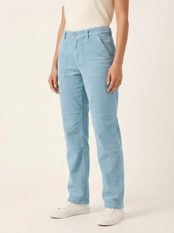 Women's Reinforced-Knee Patch-Pocket Straight-Leg Corduroy Pants