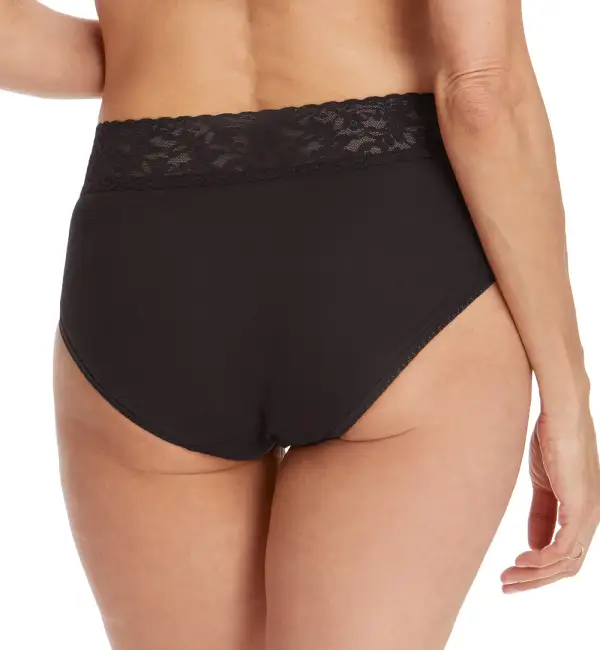 High-Waist Stretch-Lace Cotton French Brief Panty