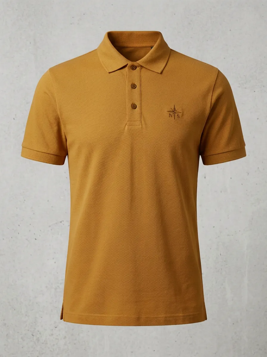 Compass-Detail Embroidered-Detail Outdoor-Inspired Men's Polo Shirt