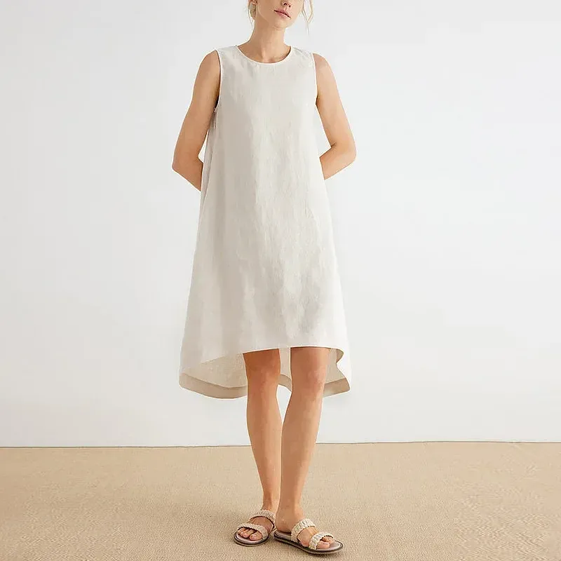 Sleeveless Linen Blend Midi Dress