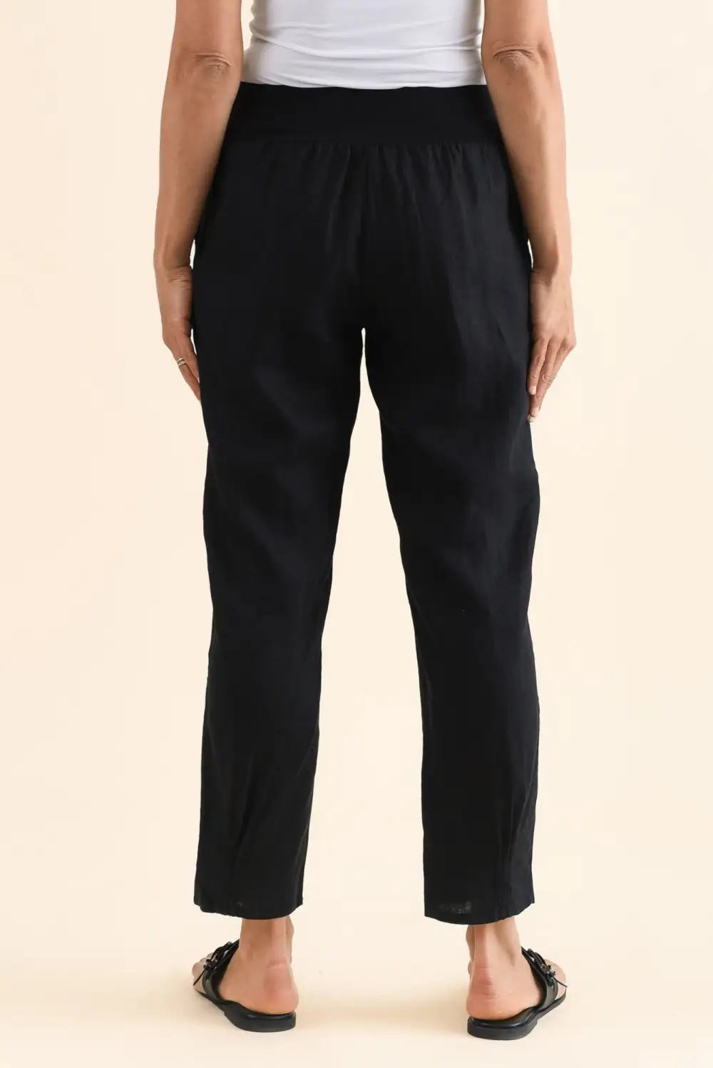 Slim Pants With Mid Rise And Elastic Waist