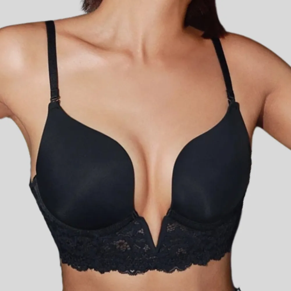 Lace Shaping Bra with Extended V-Neckline