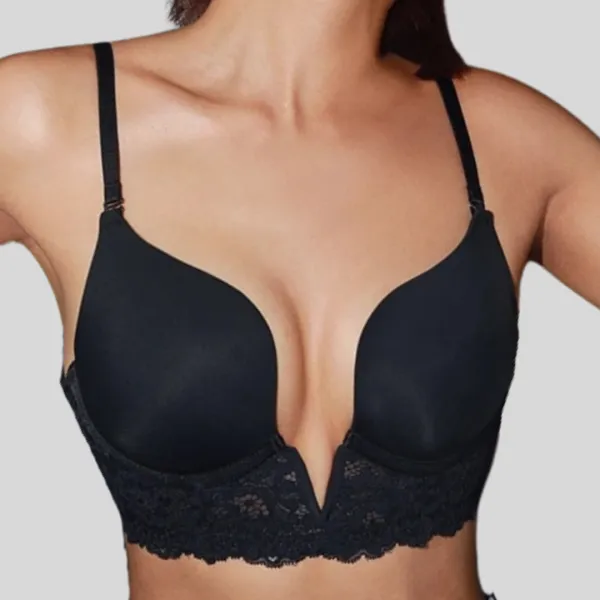 Lace Shaping Bra with Extended V-Neckline