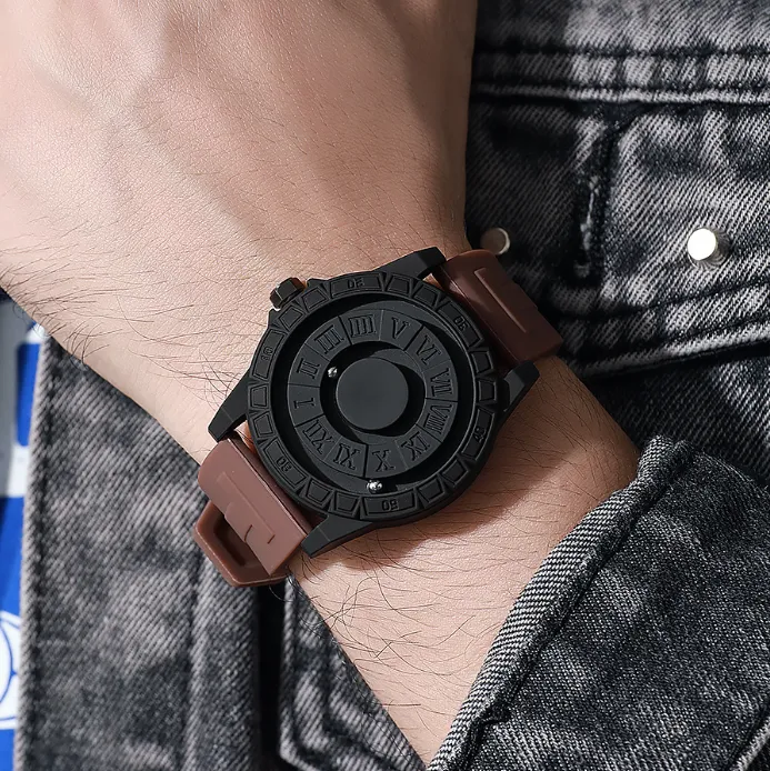 New Creative High-Tech Men's Wrist Watch, Magnetic Levitation Ball, Trendy Mirrorless Quartz Watch