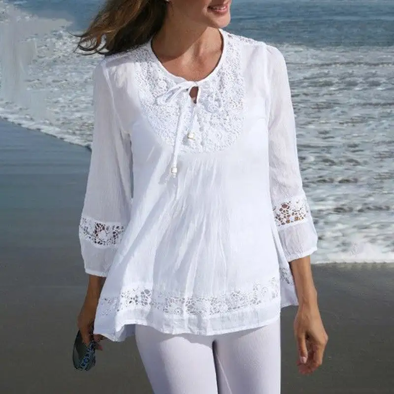 Timeless Lace Crochet Tunic Blouse