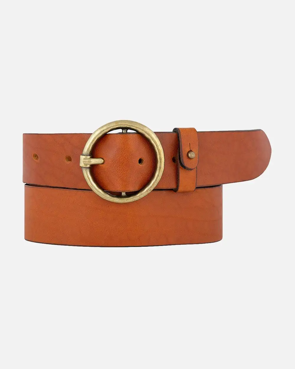 Vintage Round Buckle Leather Waist Belt