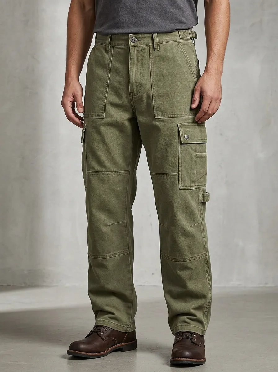 Men's Relaxed Canvas Pocket Utility Cargo Pants